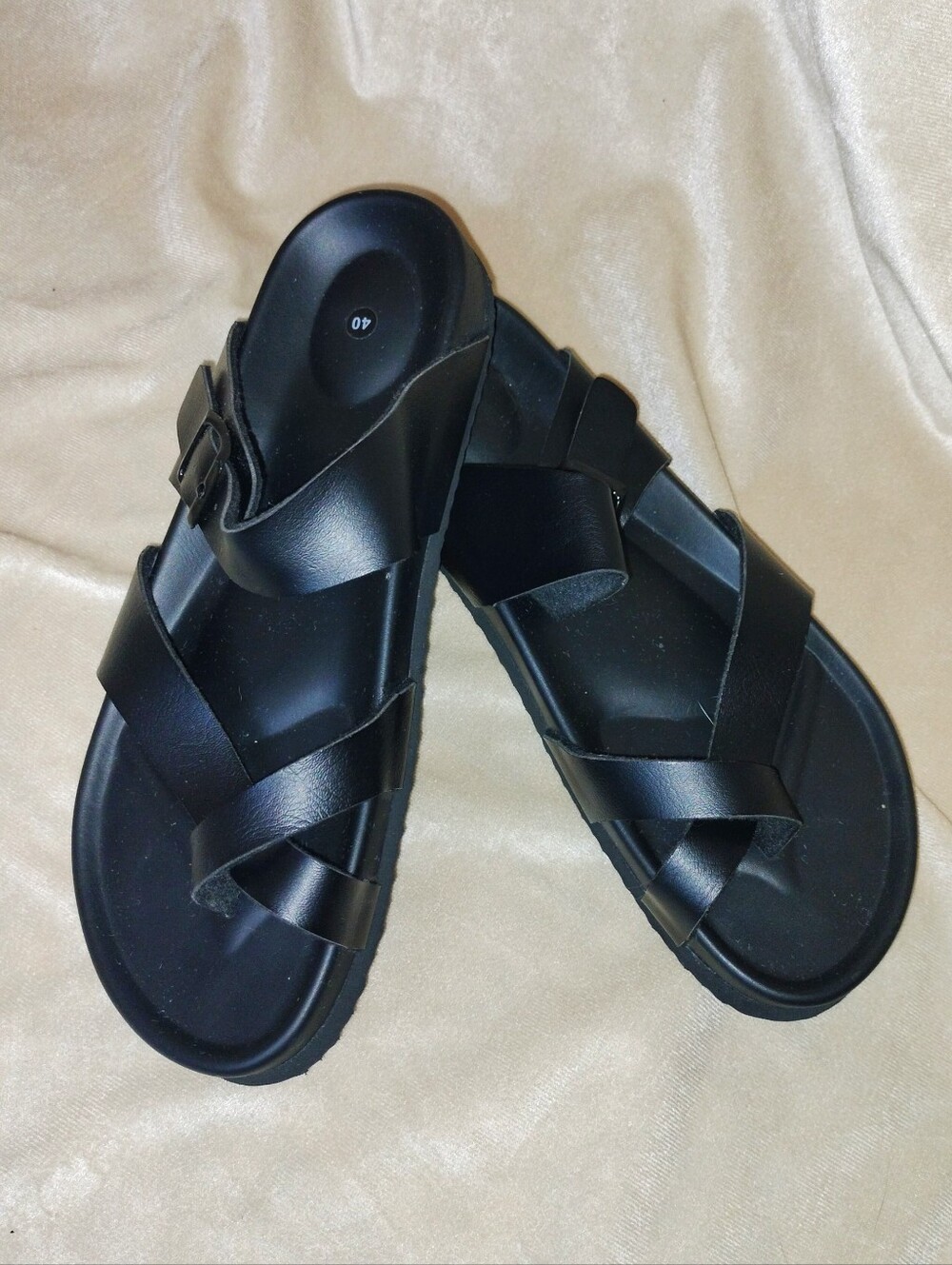Black Platform Women's Sandals w/Adjustable Straps Built-In Arch Support. Sz 40